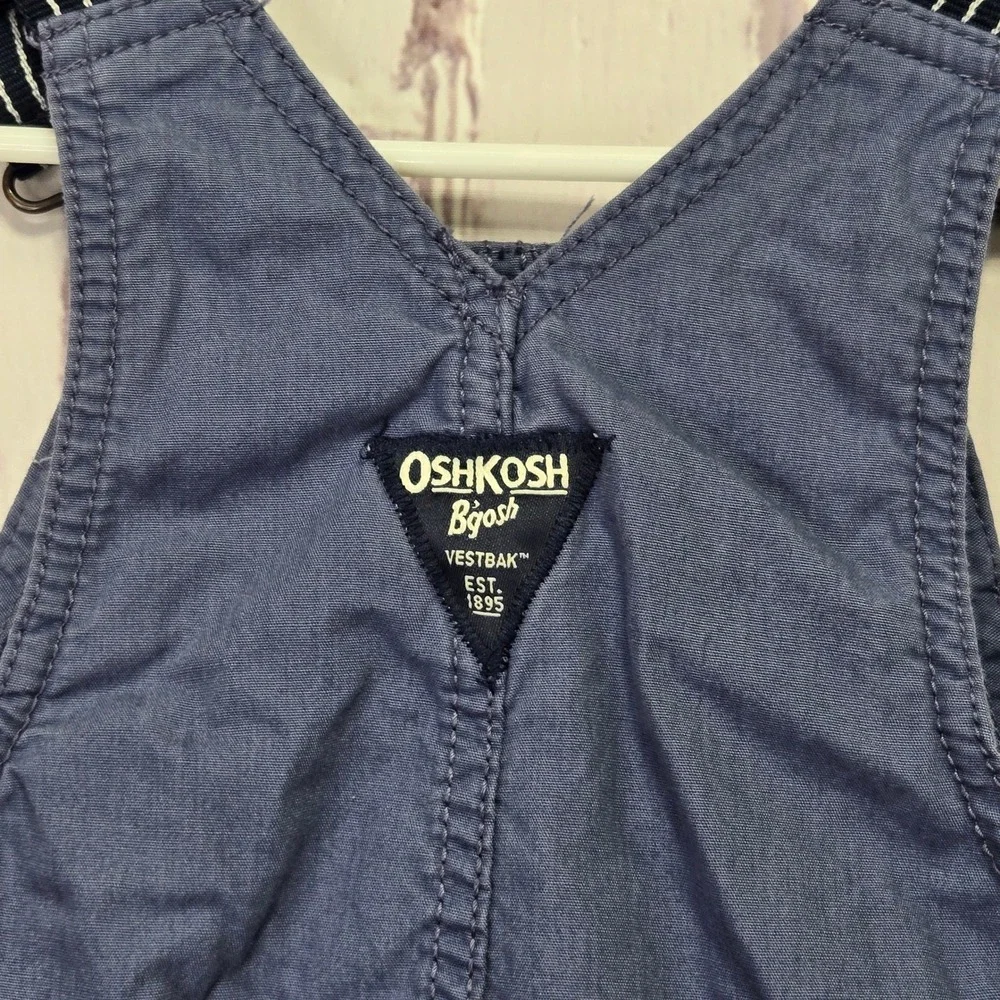 OshKosh B'gosh Overalls Cotton Blue Vestbak Striped Straps Bibs Toddler 3T